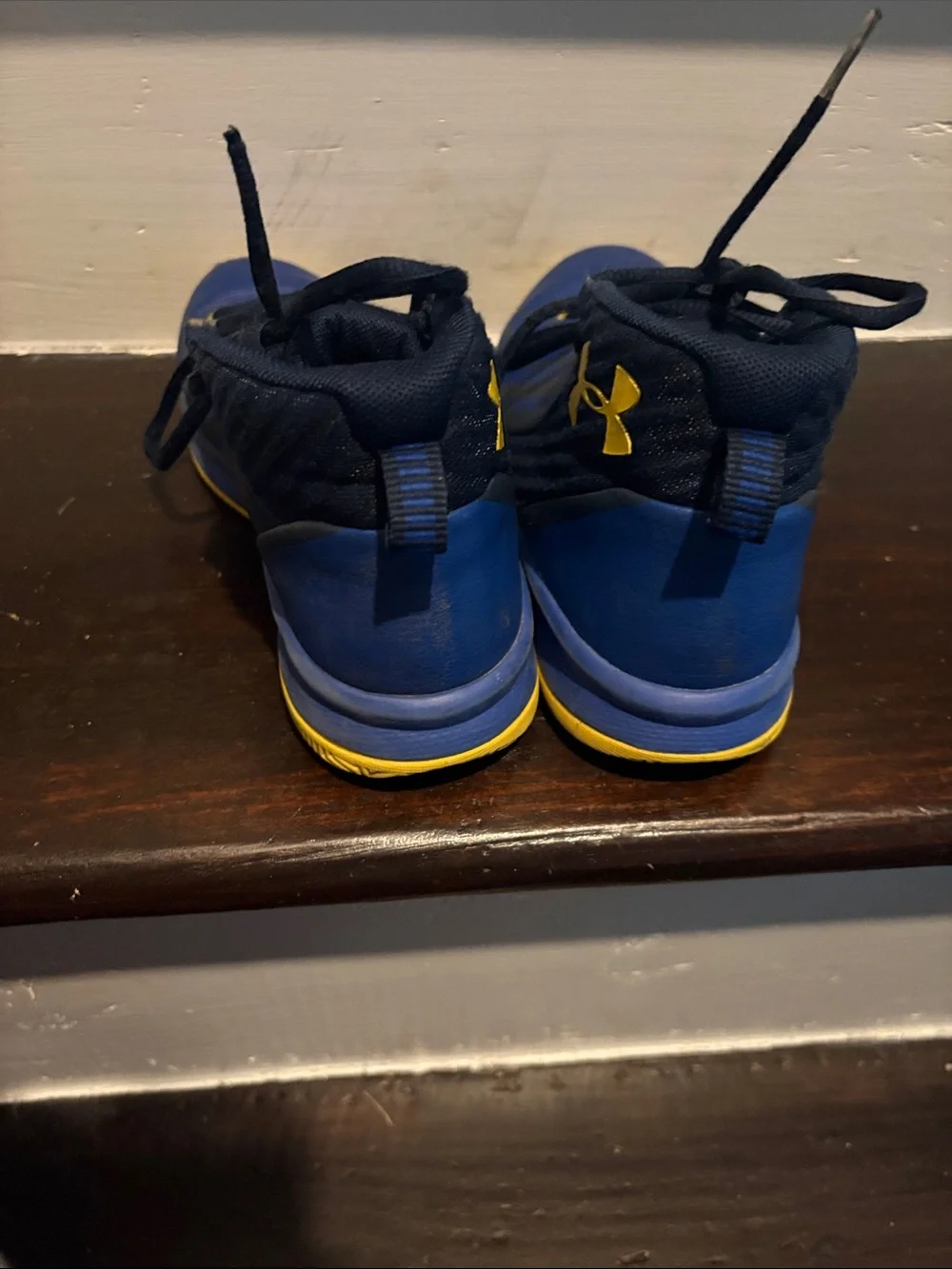 Under Armour Navy Blue and Yellow Basketball Sneakers